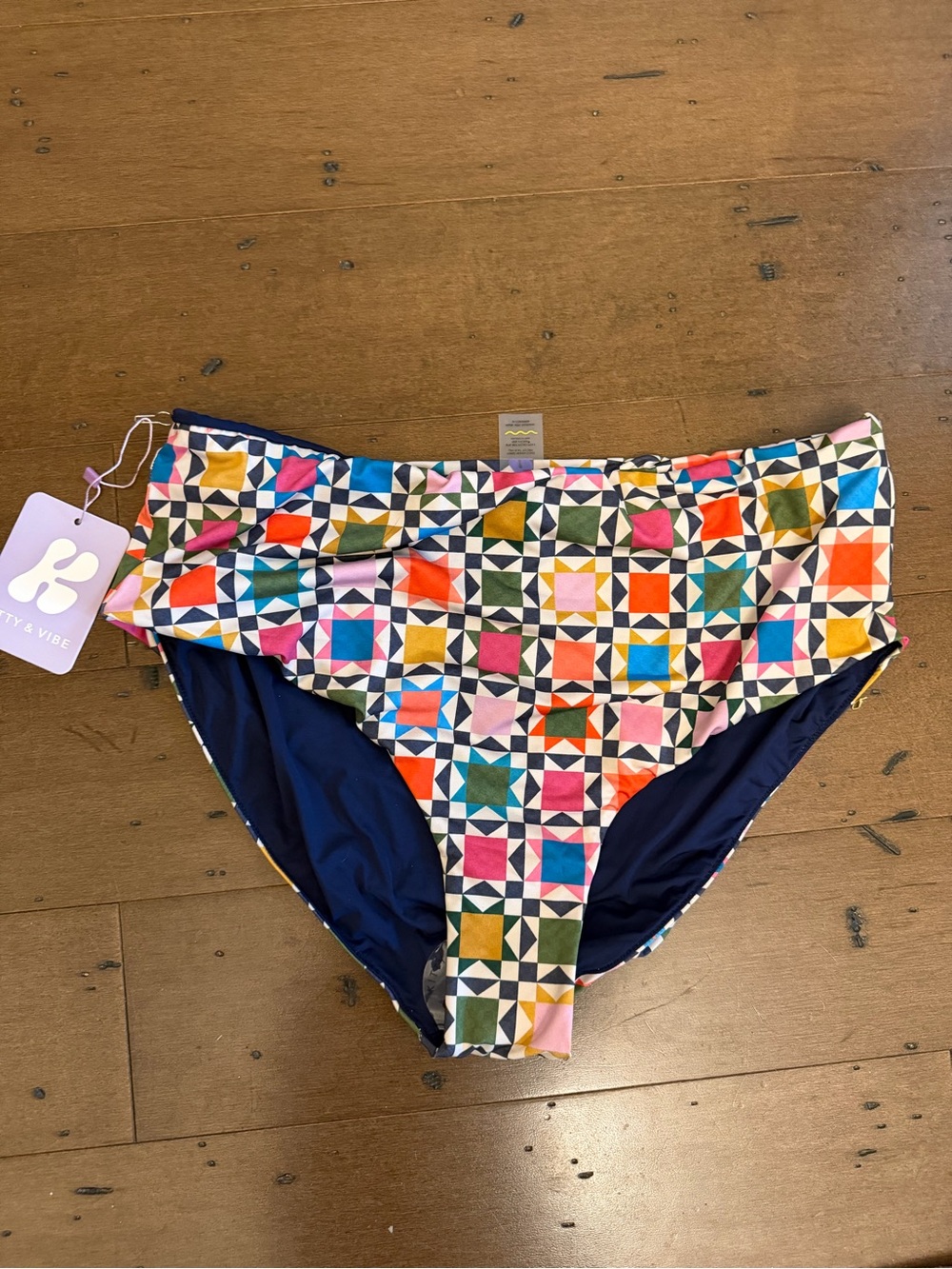 Kitty & Vibe Multicolor Geometric Bikini Bottom -  xl